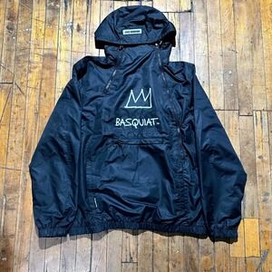 Jean Michael Basquiat x Members Only Windbreaker Jacket Men's Large Black Solid